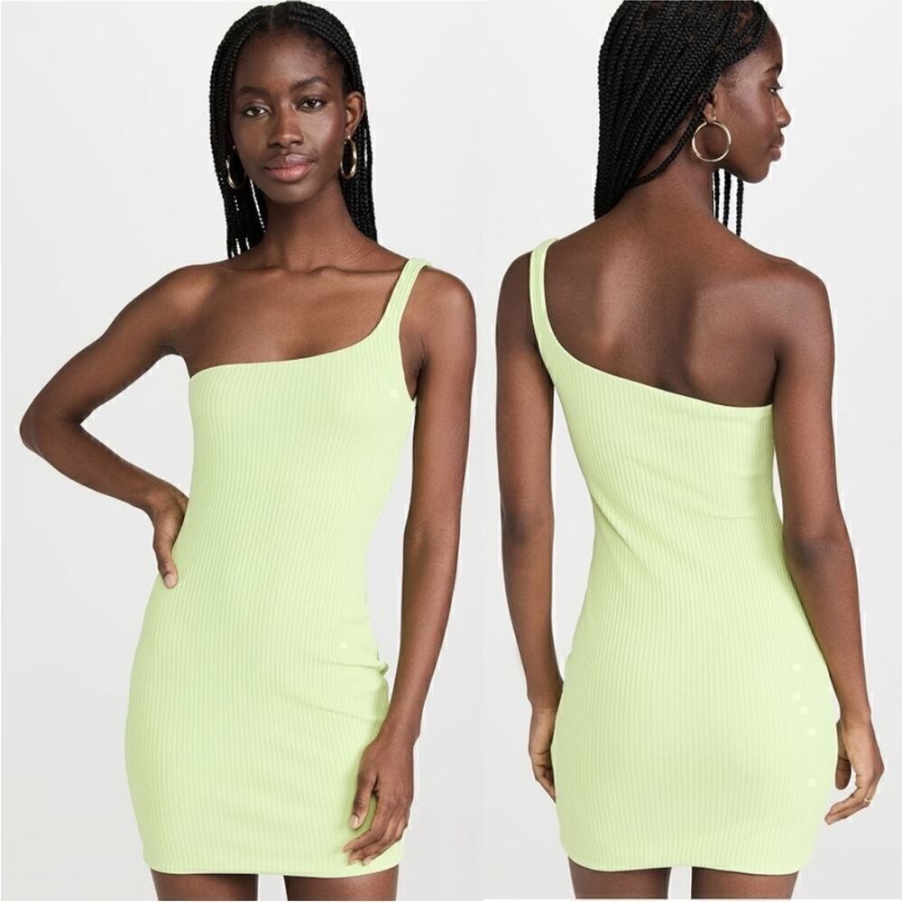 Gauge81 Erla Dress Rib Knit One Shoulder Bodycon Mini Pistachio Green Size Small